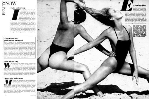 Lisa Taylor, Jerry Hall by Helmut Newton / Vogue USA (1975.01)