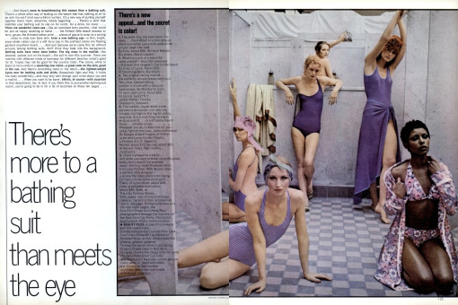 Chris Royer, Yasmine Guenacia, Sara Kapp, Sunny Redmond, Marcie Turner, Jaan Stephens by Deborah Turbeville / Vogue USA (1975.05)